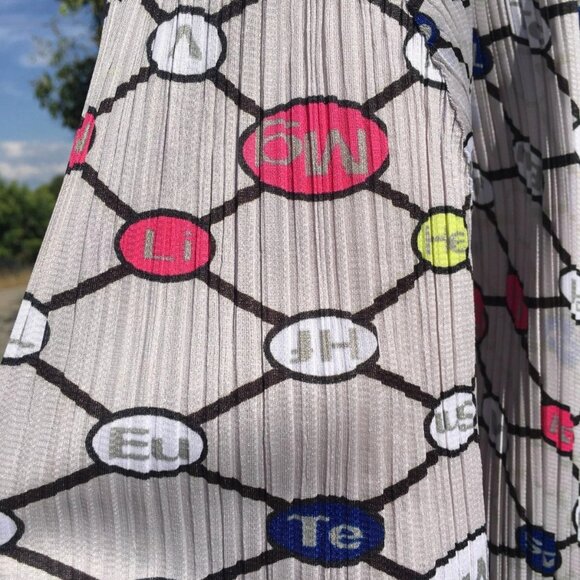 PLEATS PLEASE Issey Miyake Long Sleeve Cardigan Shirt Element Print Gray Size 3 - Picture 7 of 11